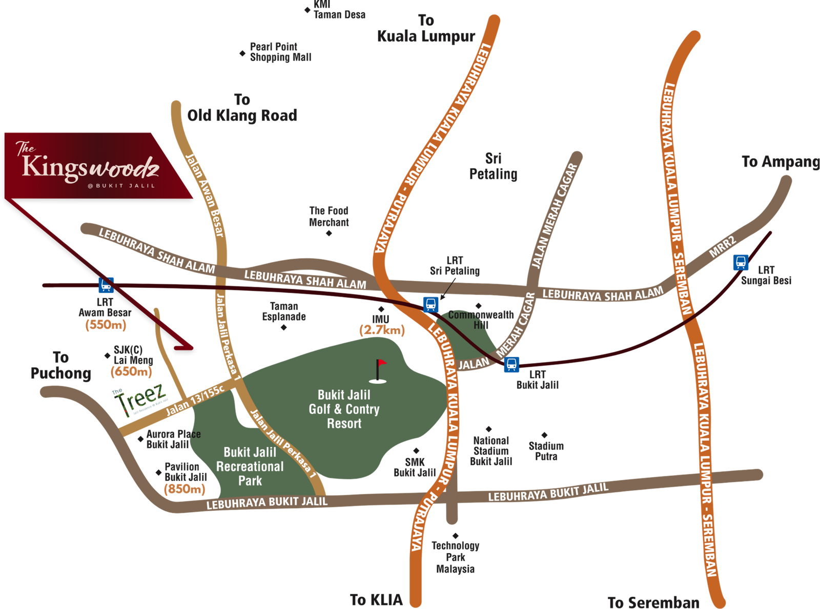 Location map of The Kingswoodz @ Bukit Jalil